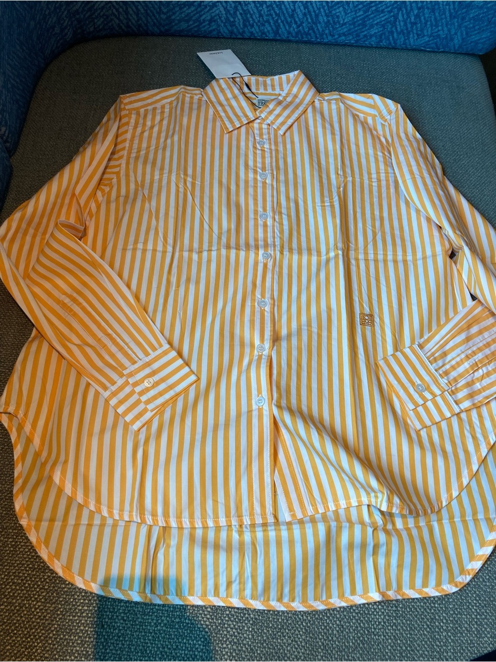 Toteme Yellow and White Striped Button-Down Shirt
